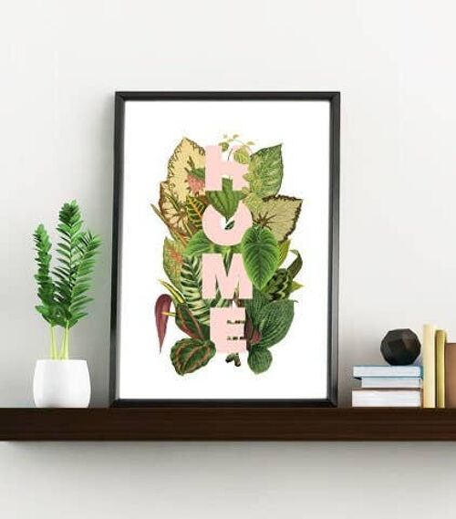 Christmas Gifts, Gift for her, Christmas Gifts for mom, Wall art print Welcome spring HOME and amazing plants leafs Wall poster TYQ162WA4 - A5 White 5.8x8.2 (No Hanger)