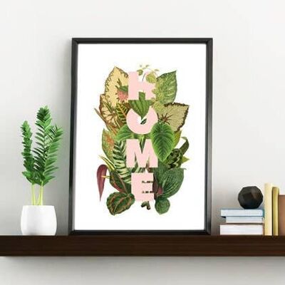 Regali di Natale, Regalo per lei, Regali di Natale per la mamma, Stampa artistica da parete Welcome spring HOME e fantastiche foglie di piante Poster da parete TYQ162WA4 - A4 White 8.2x11.6 (No Hanger)