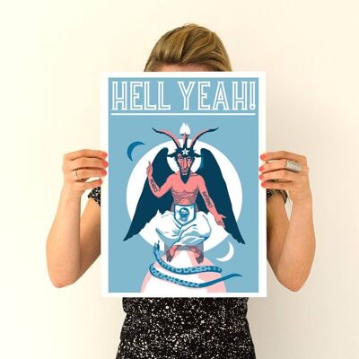 Christmas Gifts, Hell Yeah Baphomet Goat Poster, Wall Art, Rock and Roll Poster, Home and Living Boyfriend Gift, Wall Decor TVH171WA3 (No Hanger)