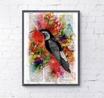 Cadeaux de Noël, Hummingbird Collage II Wall Art Print sur la page de dictionnaire art modifié Hummingbird Peinture Wall Decor suspendu ANI109 - Musique L 8.2x11.6 1