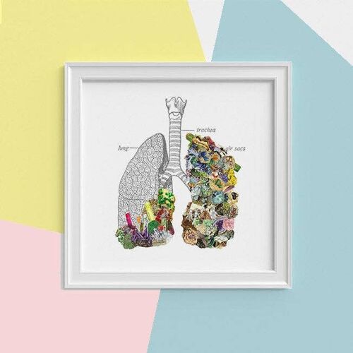 Christmas Gifts, Minerals Human Lungs, Anatomy Print, wall art, Lungs, Science student gift, Mineral art, Medicine student gift SKA120SQ1 - Square 12x12