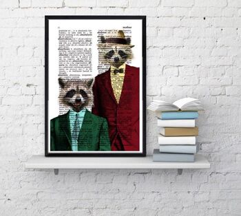Cadeaux de Noël, Racoon Pals Wall Decor, Unique Gift, Wall Art, Wall Art for Home, Nursery wall art, Funny animals art, Xmas gift, ANI169 - Book Page S 5x7 1