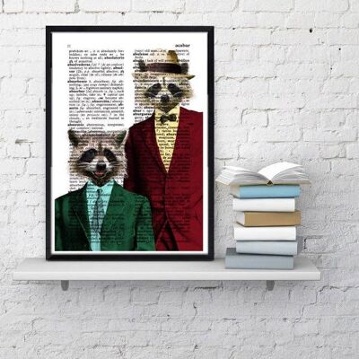 Christmas Gifts, Racoon Pals Wall Decor, Unique Gift, Wall Art, Wall Art for Home, Nursery wall art, Funny animals art, Xmas gift, ANI169 - Book Page S 5x7