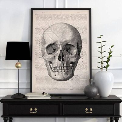Svg de Noël, cadeau pour elle, cadeau de Noël, cadeau de docteur, impression de crâne, impression de crâne simple, art mural de crâne, art de crâne humain, SKA011 - A3 White 11.7x16.5 (No Hanger)