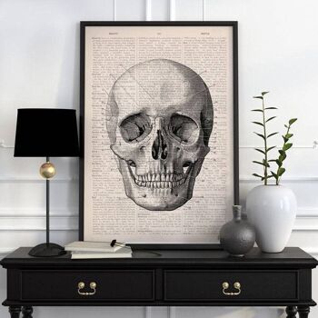 Svg de Noël, cadeau pour elle, cadeau de Noël, cadeau de docteur, impression de crâne, impression de crâne simple, art mural de crâne, art de crâne humain, SKA011 - A4 White 8.2x11.6 (No Hanger) 1