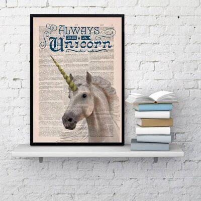 Christmas Svg, Unique Gift, Home Gift, Christmas Gifts, Unicorn Art Always be a Unicorn Wall Art, Magical Wall Decor, Unicorn Gift, Ani221b - Book Page L 8.1x12