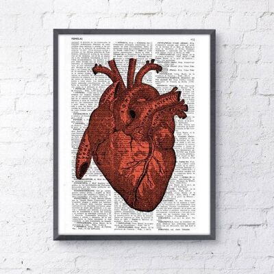 Christmas Svg, Wall art print, Gift for him, Dictionary Page Art, Unique Art, Anatomical Heart, Doctor Gift, Office Unique Gift, SKA032 - Book Page M 6.4x9.6 (No Hanger)