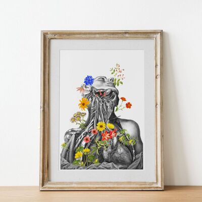 Colorful Flowers Head and Neck Print - Book Page L 8.1x12 (No Hanger)