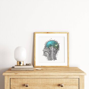 Cosmic Brain Print - A3 Blanc 11.7x16.5 (Sans Cintre) 3