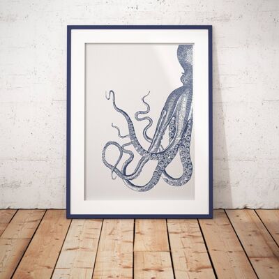 Curious Octopus Stampa artistica lato destro - bianco 8 x 10 (senza gancio)