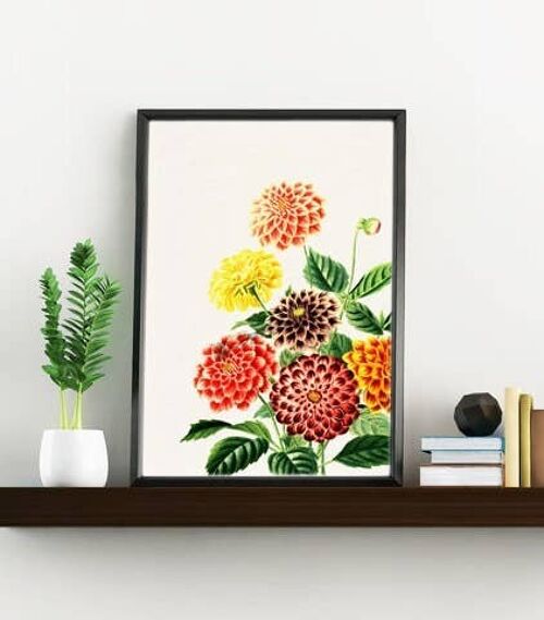 Dahlia Wall Art Print - A5 White 5.8x8.2 (No Hanger)