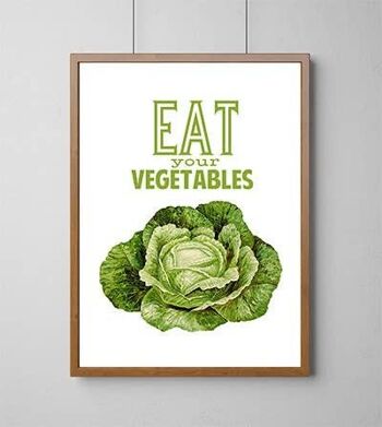 Mangez vos légumes Décoration murale de cuisine - Blanc 8x10 (Sans cintre) 3