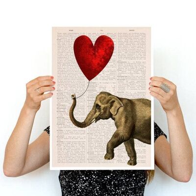Elefante con palloncino rosso a forma di cuore (No Hanger)