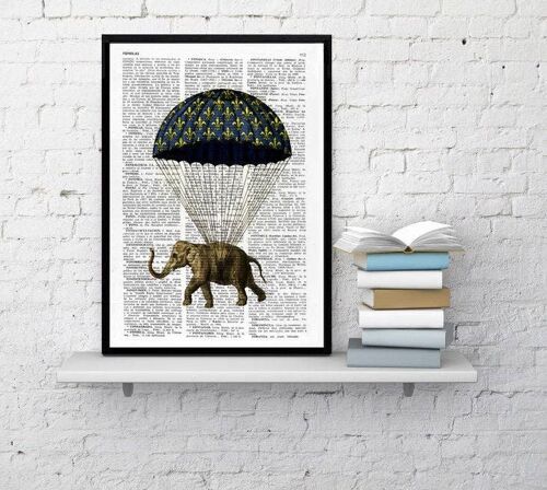 Elephant with parachute - Book Page S 5x7