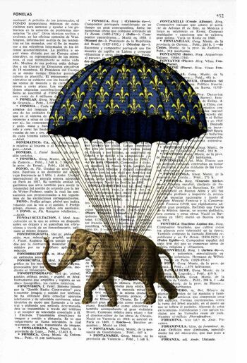 Eléphant avec parachute - Livre Page L 8.1x12 2