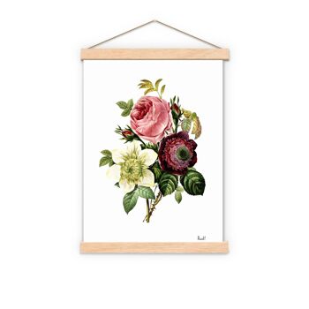 Bouquet Floral d'Anémones et de Roses - A4 Blanc 8.2x11.6 (Sans Cintre) 3