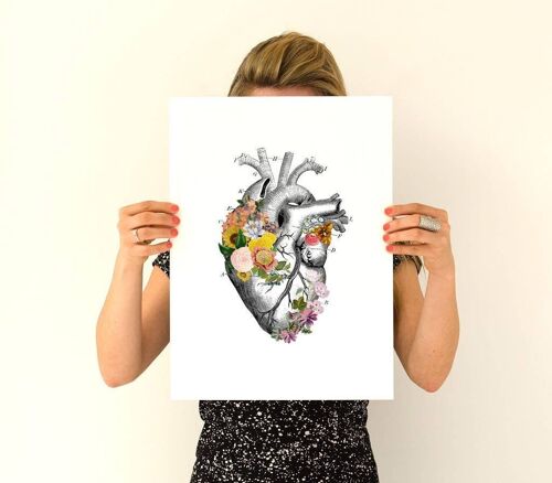 floral white heart - A4 White 8.2x11.6