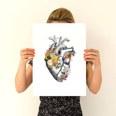 floral white heart - A4 White 8.2x11.6