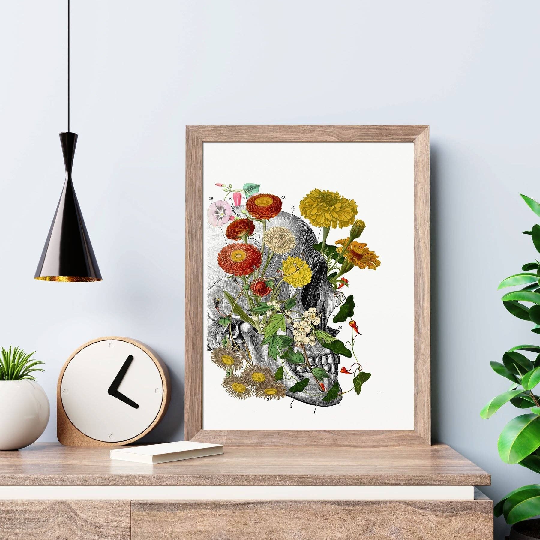 Fiori su stampa teschio - A4 Bianco 8,2x11,6