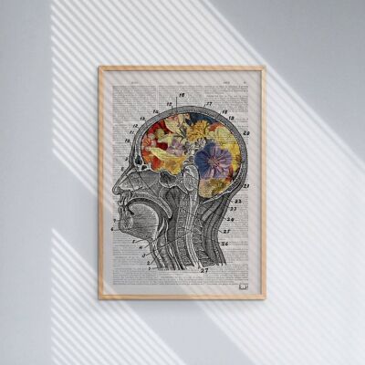 Flowery Brain - Buchseite L 8,1 x 12 (ohne Aufhänger)