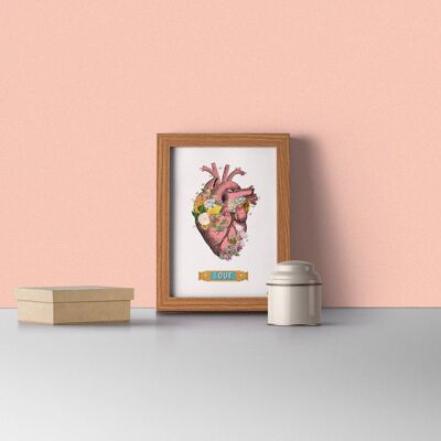 Flowery heart LOVE - A3 Poster 11.7x16.5 (No Hanger)