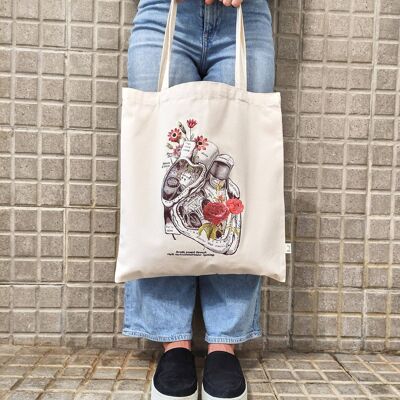 Flowery Heart Tote Bag