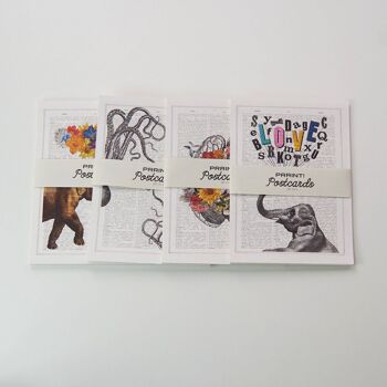 Ensemble de cartes de Noël amusantes - Cartes postales d'animaux - Ensemble de 6 - Cartes de voeux d'animaux - Cartes postales - Carte d'éléphant - Cartes de hibou - PSC001 3
