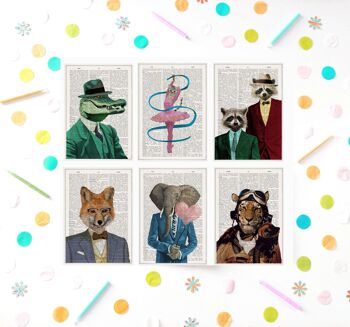Ensemble de cartes de Noël amusantes - Carte de remerciement - Carte de voeux - Animaux en costumes - Ensemble de 6 - Cartes postales d'animaux drôles - PSC011 3
