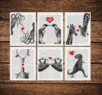 Jeu de cartes de Noël amusantes - Cartes postales d'animaux d'amour - Ensemble de 6 - Cartes d'animaux - Cartes postales d'animaux drôles - Cartes postales de paresseux - PSC004