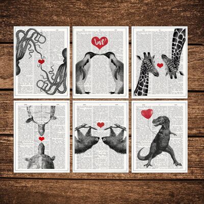 Funny christmas card set -Love Animals Postcards - Set of 6 - Animal Cards - Funny Animals Postcards - Sloths postcards  -  PSC004