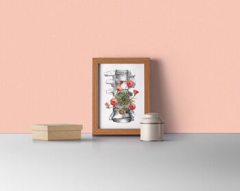 Cadeau pour elle Impression d'art mural Vertèbres d'anatomie humaine avec des fleurs sauvages, Art de l'anatomie, Art anatomique, Décor d'art mural, Cadeau médical, SKA097WA4 - Blanc 8x10 3