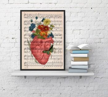 Cadeau pour elle, cadeau de Noël, impression d'art mural, coeur floral rose, impression d'anatomie humaine, cadeau d'amour, cadeau scientifique, coeur anatomique, SKA088 - Affiche A3 11,7 x 16,5 (sans cintre) 4