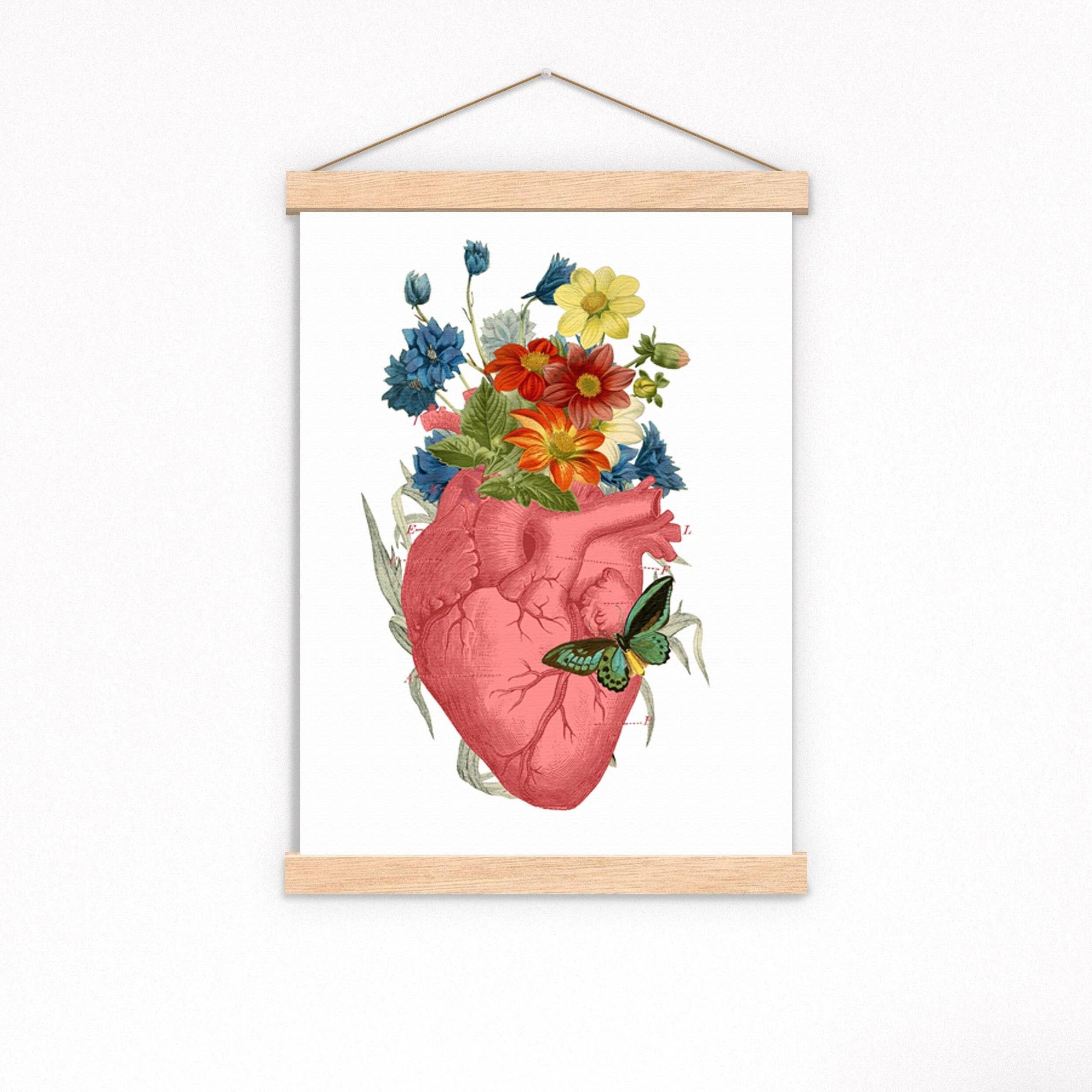 Cuore floreale rosa - A5 bianco 5,8x8,2 (senza gancio)