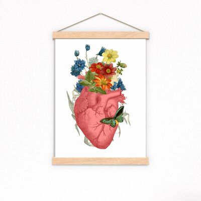 Pink Floral Heart - A5 White 5.8x8.2 (No Hanger)