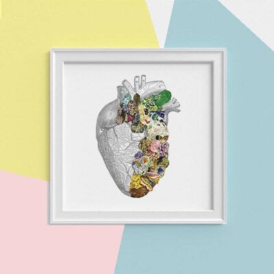 Gift for her, Mineralized Human Heart, Anatomy Print, Anatomical Heart, Science student gift, Mineral art, Medicine student gift, SKA128SQ1 - A3 White 11.7x16.5