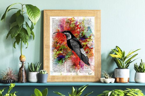 Gift for her, Wall art print Watercolor Hummingbird, Wall art Home decor, bird, Love birds art, Giclee art, Bird poster, Poster, ANI109WA4 - A5 White 5.8x8.2 (No Hanger)