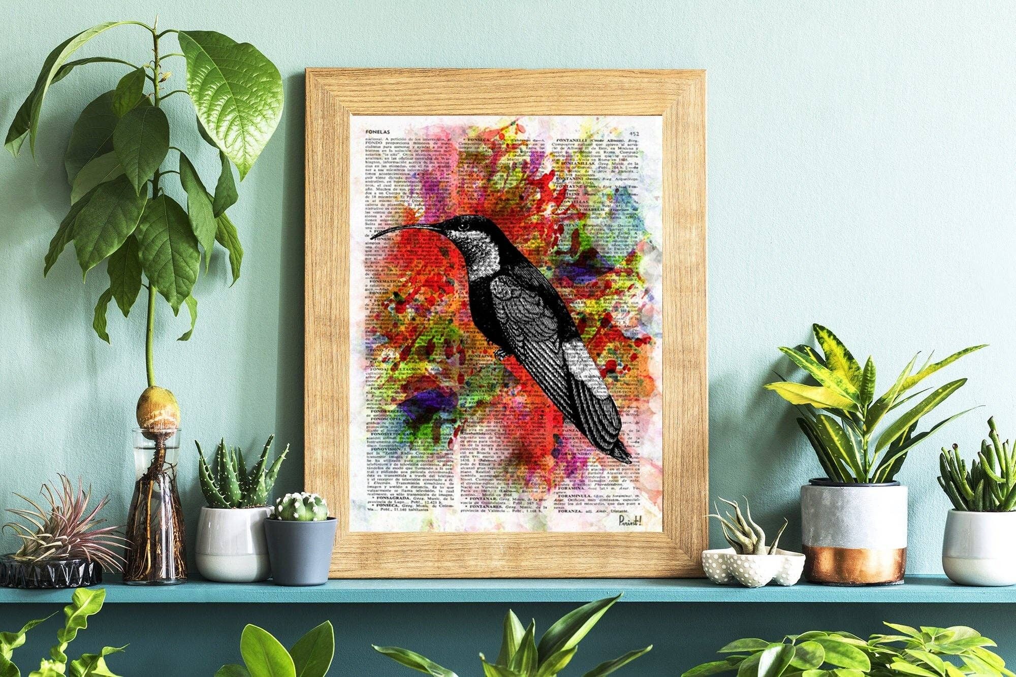 Geschenk für sie, Wandkunstdruck, Aquarell-Kolibri, Wandkunst, Heimdekoration, Vogel, Liebesvögel, Giclée-Kunst, Vogelposter, Poster, ANI109WA4 – A3 weiß 11,7 x 16,5
