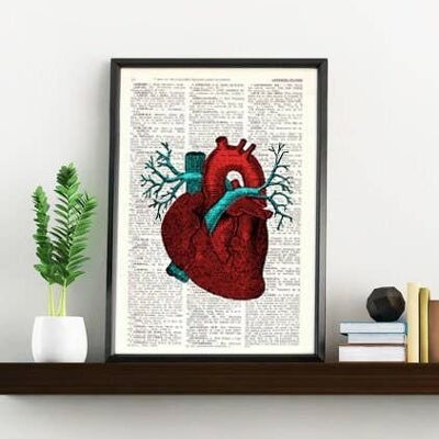 Cadeau pour elle, impression d'art mural, art mural coeur humain, coeur anatomique, cadeau de graduation en médecine, impression jet d'encre, cadeau étudiant en sciences, SKA057 - A5 blanc 5,8 x 8,2 (sans cintre)