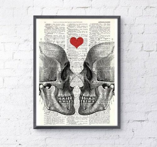 Gift for her, Wall art print, Wall art Skull, Death means nothing to us, Book Page Print, gift husband, love art, Skulls wall art, SKA001 - Book Page L 8.1x12 (No Hanger)