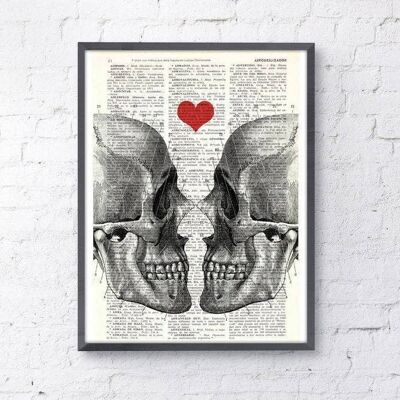 Gift for her, Wall art print, Wall art Skull, Death means nothing to us, Book Page Print, gift husband, love art, Skulls wall art, SKA001 - Book Page M 6.4x9.6 (No Hanger)