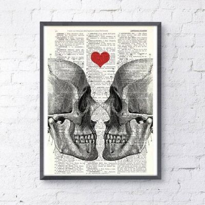 Gift for her, Wall art print, Wall art Skull, Death means nothing to us, Book Page Print, gift husband, love art, Skulls wall art, SKA001 - A4 White 8.2x11.6 (No Hanger)