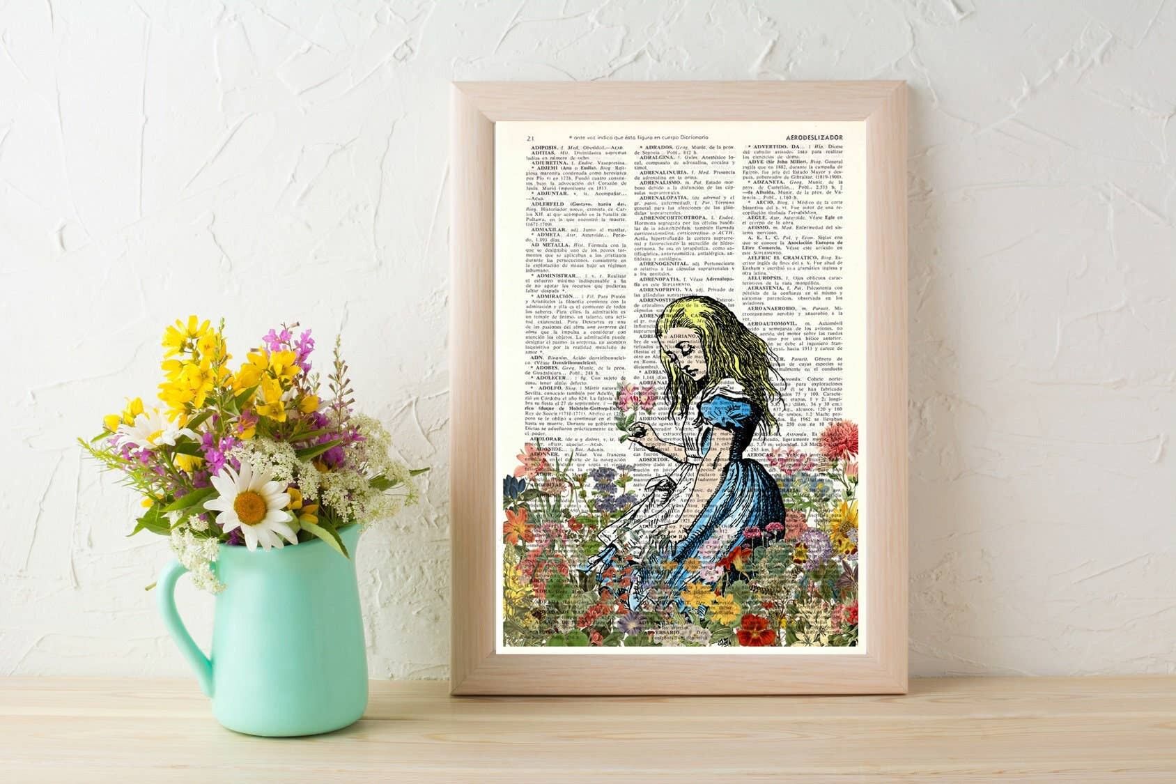 Geschenk für sie, Xmas Svg, Alice im Wunderland, die wilde Blumen riecht. Alice im Wunderland Wandkunst, Wanddekoration Alice Druck, Kinderzimmerkunst ALW047 - Musik L 8,2 x 11,6