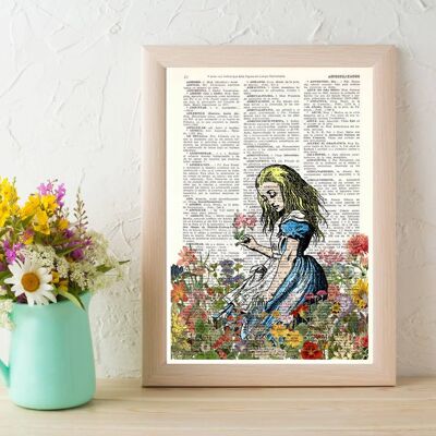 Gift for her, Xmas Svg, Alice in wonderland smelling wild Flowers. Alice in Wonderland wall art, Wall decor Alice print, nursery art ALW047 - Music L 8.2x11.6