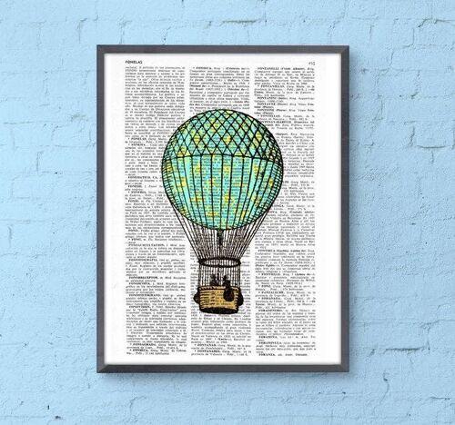 Gift for her, Xmas Svg, Christmas Gifts, Classic Hot air balloon in turquoise and yellow Wall Decor the best choice for gifts TVH127b - Book Page S 5x7