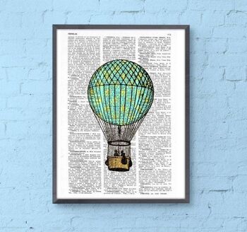 Cadeau pour elle, Svg de Noël, Cadeaux de Noël, Ballon à air chaud classique en décoration murale turquoise et jaune le meilleur choix pour les cadeaux TVH127b - Musique L 8.2x11.6 1