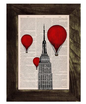Cadeau pour elle, Svg de Noël, cadeaux de Noël, impression de livre Vintage - New York Empire State Building Balloon Ride Print on Vintage Book TVH091 - Book Page L 8.1x12 1