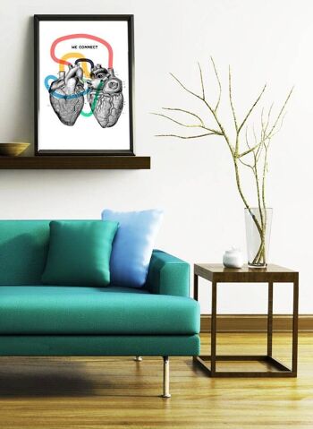 Cadeau pour lui, Cadeau de Noël, Cadeau maison, Cadeau médecin, We connect Art print, Anatomical heart art, Idée cadeau romantique, Love Wall art, SKA160 - A4 White 8.2x11.6 2