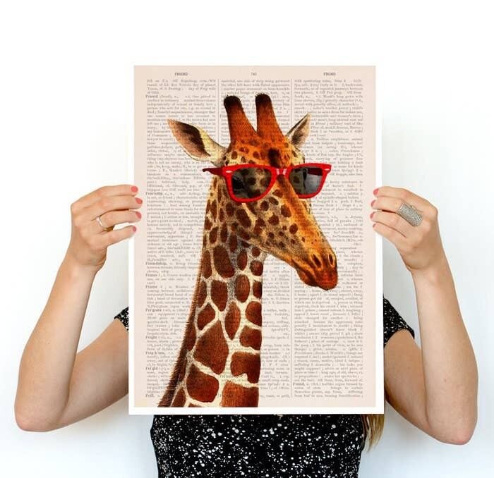 Geschenk für ihn, Weihnachtsgeschenke, coole Giraffe Poster, Poster, Tierkunst, Tierdekor, Wandkunst, Wanddekoration, Poster, Posterdruck ANI008PA3 (kein Aufhänger)