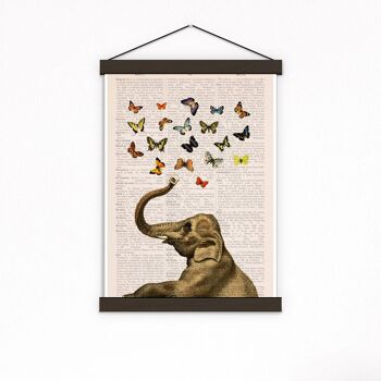 Cadeau pour chambre d'enfant - Décoration murale éléphant papillon - Art mural chambre d'enfant - Art mural éléphant - Cadeau - Cadeau de naissance - ANI088PA3 (sans cintre) 2