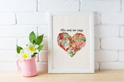 Gift for men, Boyfriend Christmas Gift, Christmas Svg, Gift for her, Wall art print LOVE Stones and minerals heart wall art print TVH215WA4 - A5 White 5.8x8.2 (No Hanger)